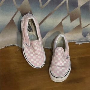 Vans Kids Pink and White Checkered Slip-On Sneakers